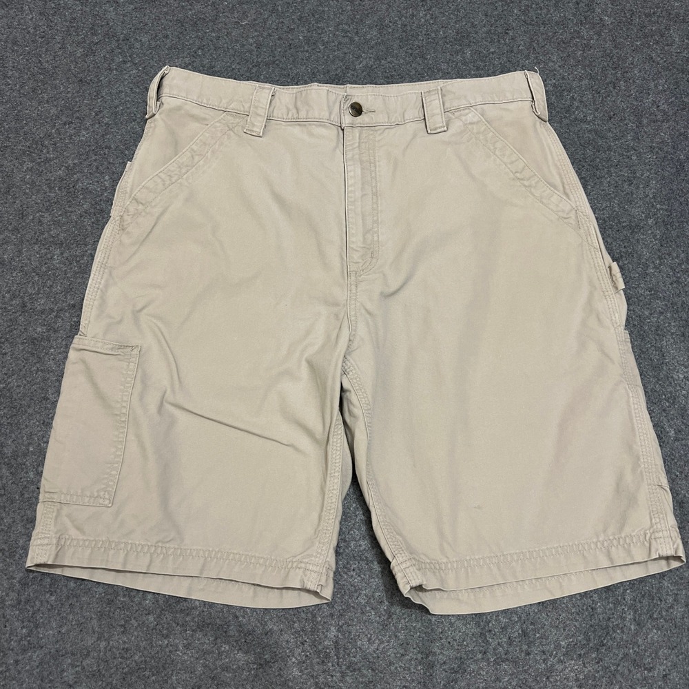 Carhartt B147 Loose Fit Canvas Carpenter Shorts Tan Khaki Men's Size 36 Workwear